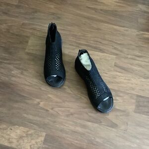 Sofie Schnoor black suede perforated peep toe bootie